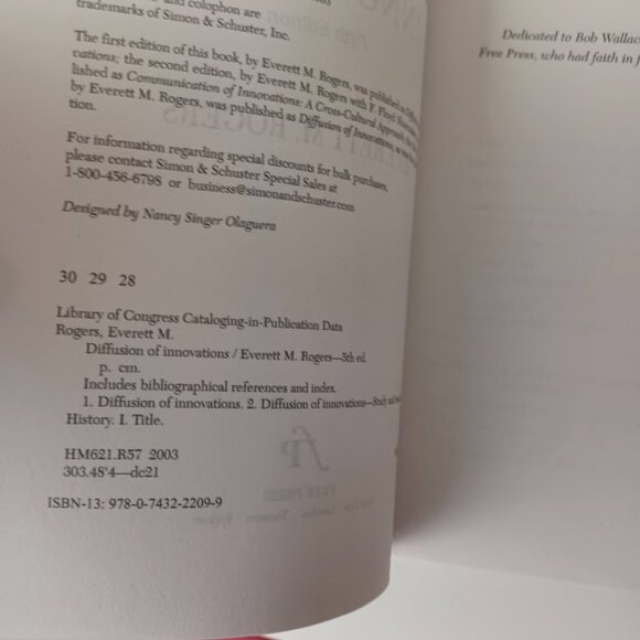 Diffusion Of Innovations Paperback Book -Everett M. Rogers -2003 -Fifth Edition - Picture 8 of 13